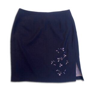 90s Vintage Floral Cut out Inwear Two-tone Lavender Mini skirt with slit